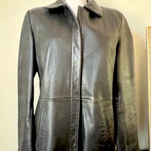 Chocolate Brown Leather Coat